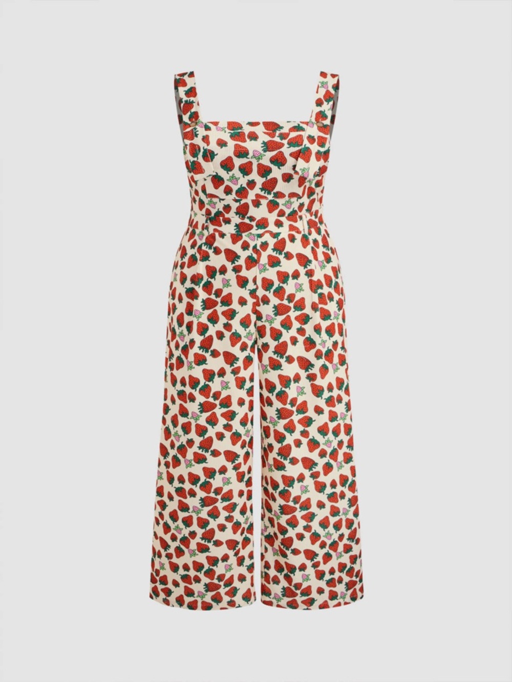 Cider Corduroy Strawberry Print Wide-Leg Overalls - Cream/Red - NWT 4XL